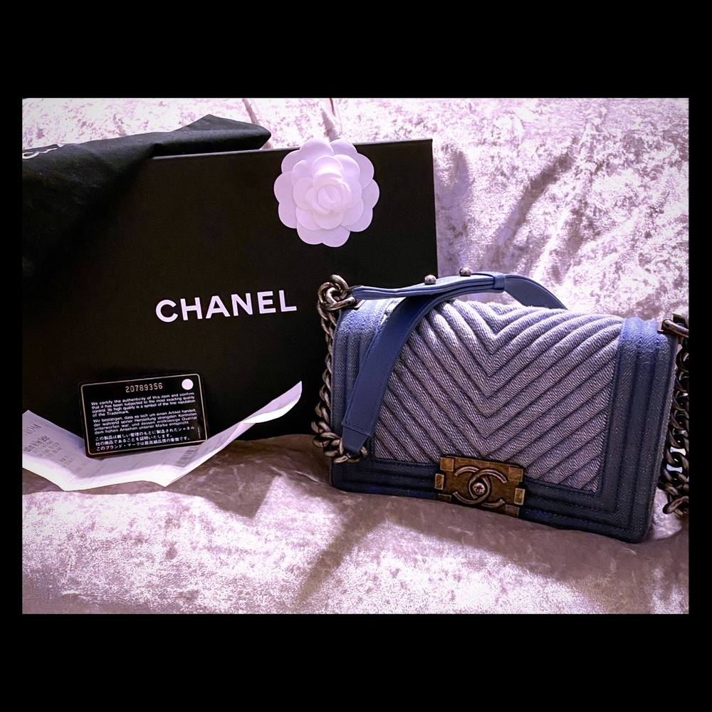 Chanel small denim boy bag